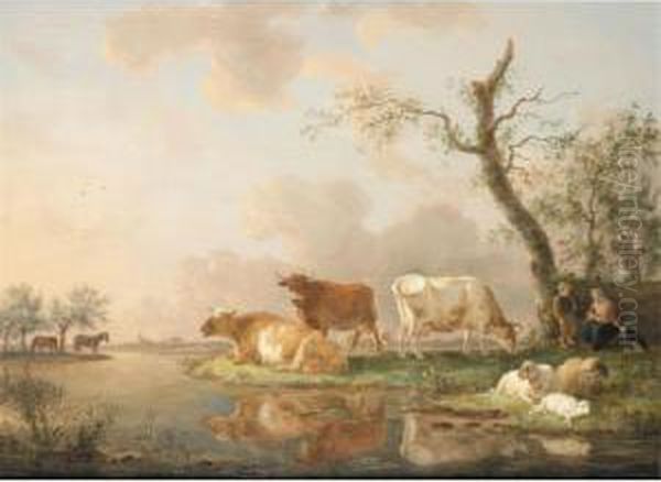 A River Landscape With Cattle - view 1