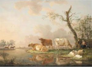 A River Landscape With Cattle A River Landscape With Cattle