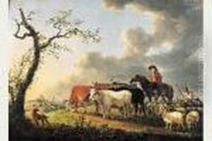 Cavalier Surveillant Son Troupeau by Jean-Baptiste De Roy