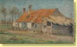 Ferme Dans Les Environs De Laethem Saint Martin by Valerius De Saedeleer