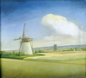 Deux Moulins Dans Un Paysage by Valerius De Saedeleer