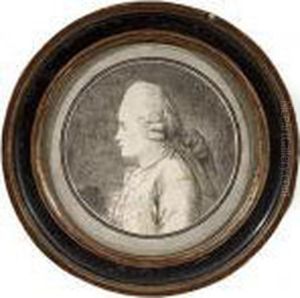 Portrait Presume Du Marquis De Marigny, Profil Gauche, Portant Uncatogan. by Augustin de Saint-Aubin