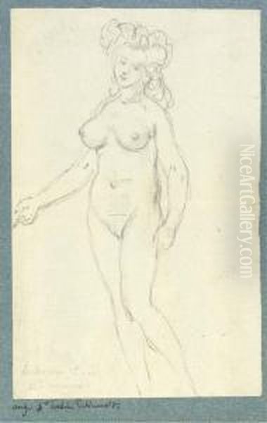 Mademoiselle Mangin, Nue, Pointant Vers La Gauche - view 1