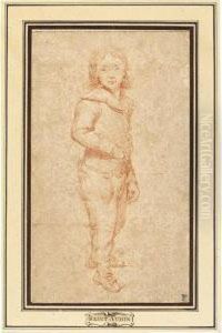 A Portrait Of A Young Boy, Standing Full Length by Augustin de Saint-Aubin