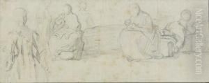 Femmes Et Enfants by Gabriel De Saint Aubin