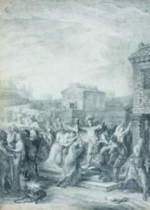 Le Combat Des Romains Et Des Sabins Termine Par Les Sabines by Gabriel De Saint Aubin