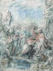 Scene De L'histoire Antique by Gabriel De Saint Aubin