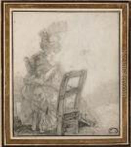 Femme Assise Cousant