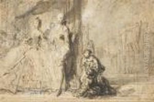 La Promenade Des Boulevards by Gabriel De Saint Aubin