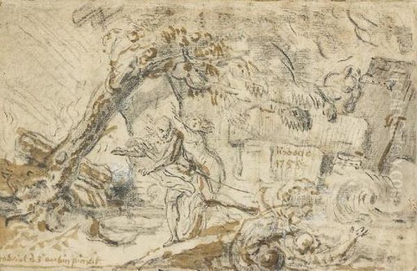 Le Tremblement De Terre De
Lisbonne En 1755 : Des Figures Fuyant Sous La Chute D'une Maison - view 1