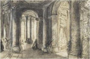 Vue Des Galeries Donnant Sur La Rotonde Centrale Du Colisee by Gabriel De Saint Aubin