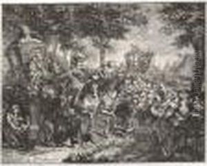 Vue De La Foire De Bezons by Gabriel De Saint Aubin