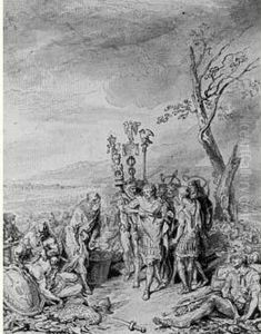 Trajan Dechire Ses Vetements Pour Servir A Bander Les Plaies Des Blesses by Gabriel De Saint Aubin