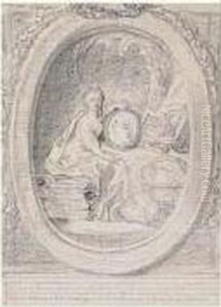 Frontispice: Clio, La Muse De 
L'histoire Accoudee Sur Le Portrait Du Medaillon De Monsieur Philippe - view 1