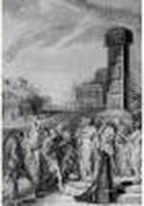 Ancus Martius Envoie Des Feciales Declarer La Guerre Aux Latins by Gabriel De Saint Aubin