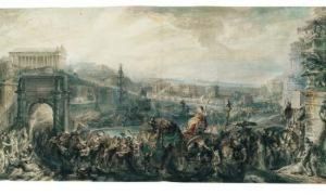 Le Triomphe De Pompee Dans Rome A L'imitation De Paul-emile by Gabriel De Saint Aubin