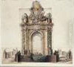 Projet De Pavillon Pour Un Feu D'artifice by Gabriel De Saint Aubin
