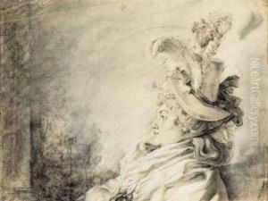 A Seated Lady by Gabriel De Saint Aubin