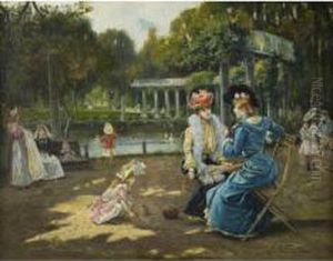 Figure Al Parco Monceau by Giuseppe De Sanctis