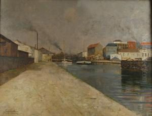 " Le Canal A Saint Denis " 1923 by Giuseppe De Sanctis