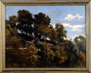 Maison Sur Une Colline Arboree by Edmond De Schampheleer