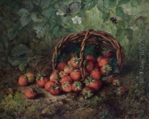 Wiesenstuck Mit Erdbeerkorb Und Hummel by Louis De Schryver