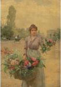A Flower Seller Near The Arc De Triomphe by Louis De Schryver