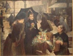 Parisien Flower Vendor by Louis De Schryver