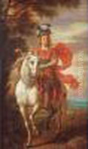 Portrait Equestre De Louis Xv En General Romain by Louis de Silvestre