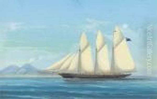 A Three-masted Schooner In The Mediterranean Off Naples - view 1