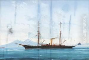 The Steam Yacht Cleopatra Cruising In Mediterranean