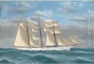 The Royal Yacht Squadron Steam Yacht Cuhona At Sea
