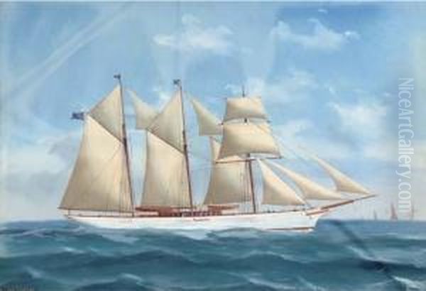 The English Steam Yacht Lady Torfrida At Sea - view 1