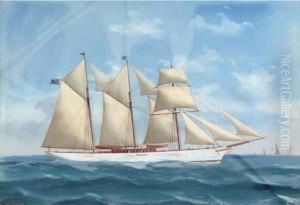 The English Steam Yacht Lady Torfrida At Sea