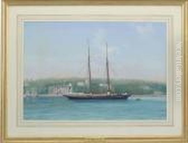 The R.y.s. Schooner Silver Spray Anchored Off The Royal Yacht Squadron - view 1