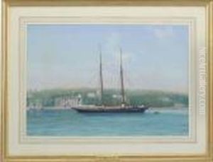 The R.y.s. Schooner Silver Spray Anchored Off The Royal Yacht Squadron