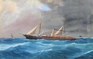 The Steam Yacht Greta In A Heavy Swell