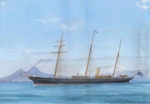 The Steam Yacht Aries In Neapolitan Waters; And The Steam Yachtaries Riding Out The Gale by A. De Simone