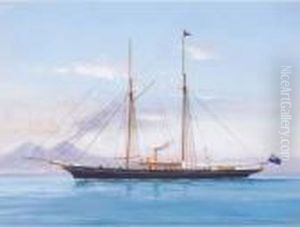 A Royal Thames Yacht Club Schooner In The Bay Of Naples