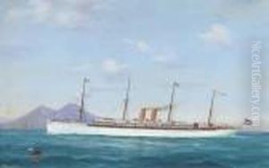The German Liner Kaiser Wilhelm Ii In The Bay Of Naples