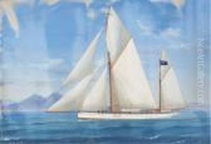 R.d.y.c. Lufra Under Full Sail In The Mediterranean Offnaples by A. De Simone