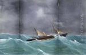 The Steam Yacht Vanadis Riding Out The Gale by A. De Simone