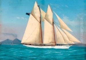 The Royal Thames Yacht Club Schooner Aphrodite In The Bay Ofnaples
