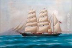 The Auxiliary Barque Modwena In The Bay Of Naples by A. De Simone