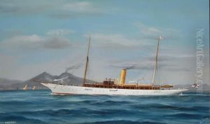 Ritratto Dello Steam Yacht Narcissus Al Largo Di Napoli