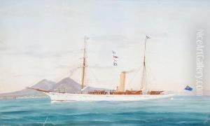 The Steam Yacht Rhouma In The Bay Of Naples,and In Stormy Waters