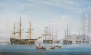 Ships Of The Mediterranean Fleet Lying Atanchor In The Bay Of Naples