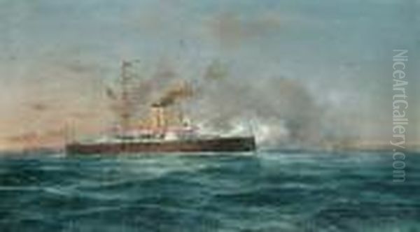 A Naval Frigate In Action - view 1