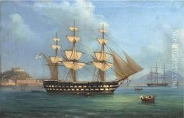 H.m.s. Cressy Lying At Anchor Off Naples - view 1