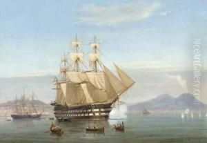 H.m.s. Exmouth Signalling Her Arrival At Naples